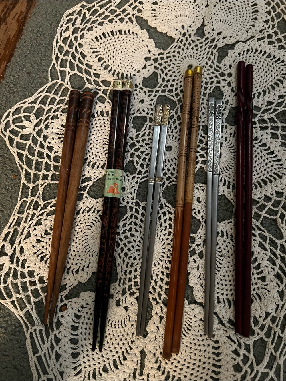 Lot 6 Wooden and Metal Chopsticks Sets Korean Cutlery Reusable